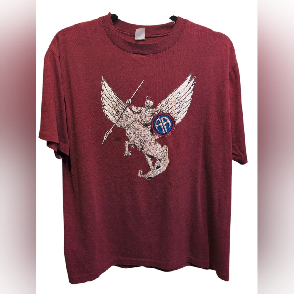 Crazy Awesome Vintage Single Stitch Army Airborne Graphic Short Sleeve T Shirt
